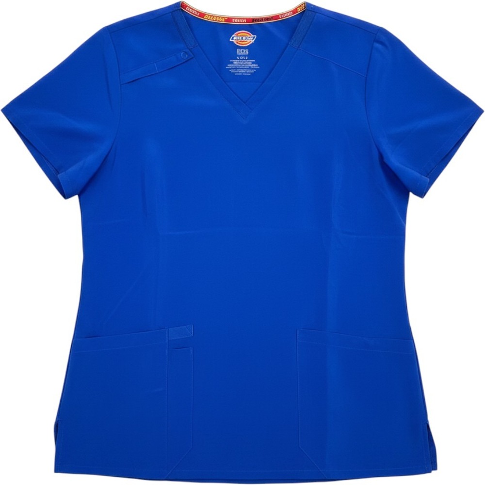 Dickies EDS Essentials Scrub Top Royal Blue V-Neck 4-Way Stretch Large NWOT